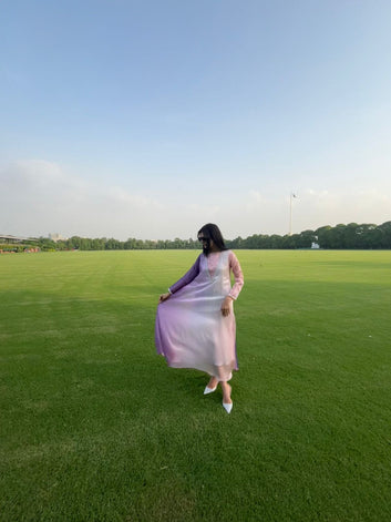 Elegant Pastel Pink Chiffon Maxi Dress for Women – Lightweight & Summer Friendly