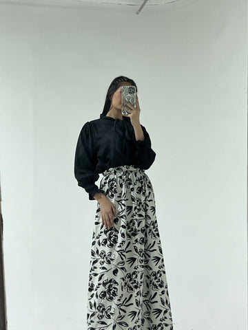 Elegant Black & White Floral Co-Ord Set for Women