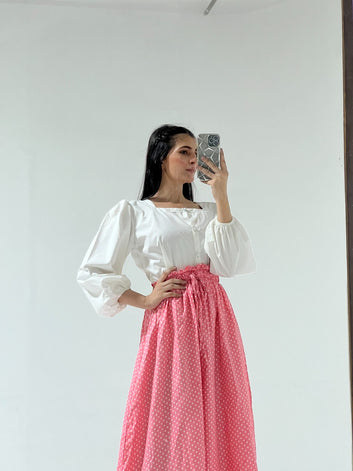 Pink Polka Dot Maxi Dress for Women – Elegant Casual Long Dress