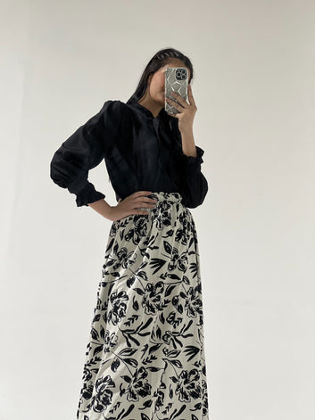 Elegant Black & White Floral Co-Ord Set for Women