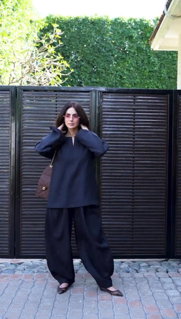 Midnight Minimal Co-Ord Set – Relaxed Fit Black Ensemble